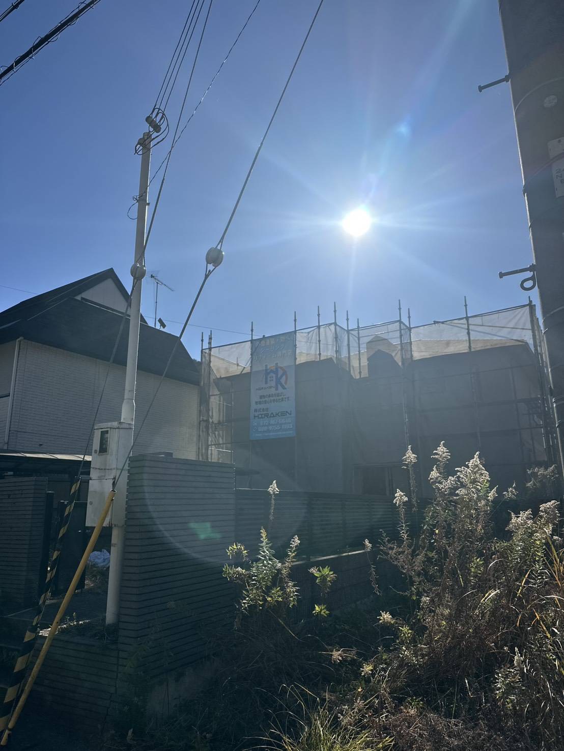 三田市M様邸の外壁塗装工事に使用した足場